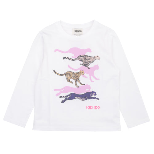 Girls White Tiger Print Top