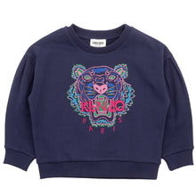 Load image into Gallery viewer, Navy Multi Lurex Colour Tiger Sweat