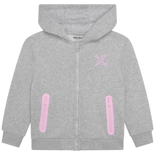 Grey & Pink Zip Up Hoodie