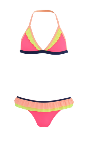 Pink Triangle Frilled Bikini