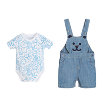 Load image into Gallery viewer, Blue Dungarees Set