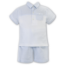 Load image into Gallery viewer, White &amp; Blue Stripe Shirt Set