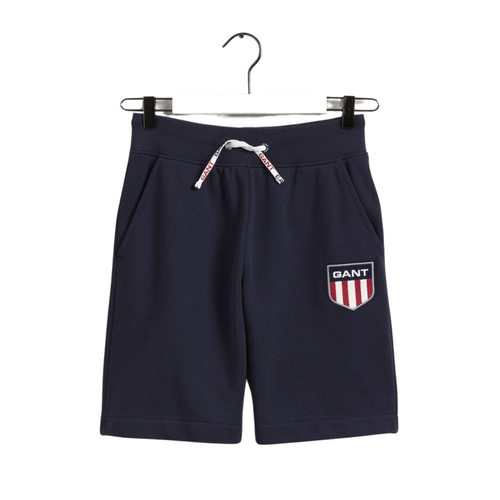 Navy Retro Shield Sweat Shorts