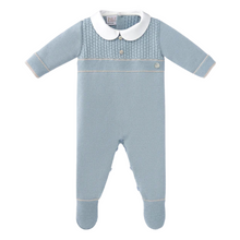 Load image into Gallery viewer, Blue Knitted Babygrow