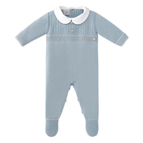 Blue Knitted Babygrow