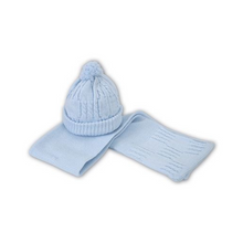 Load image into Gallery viewer, Blue Knitted Hat &amp; Scarf Set