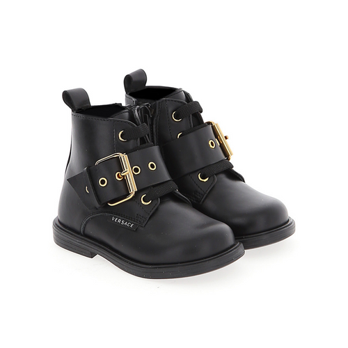 Black Buckle Leather Boot