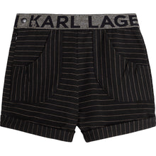 Load image into Gallery viewer, Black &amp; Gold Pin Striped Shorts