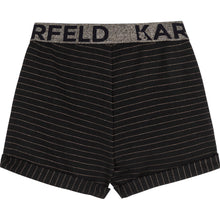Load image into Gallery viewer, Black &amp; Gold Pin Striped Shorts