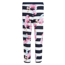 Load image into Gallery viewer, Navy Floral Stripe Logo Leggings