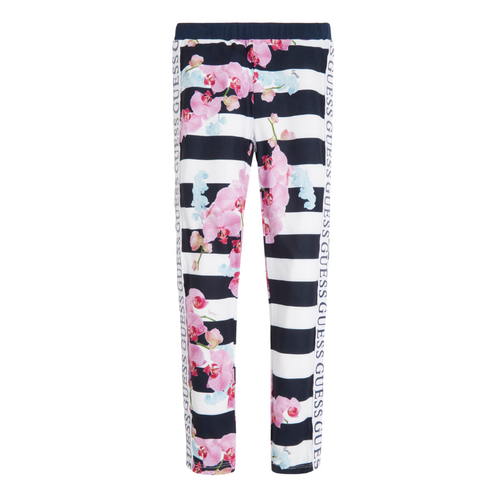 Navy Floral Stripe Logo Leggings