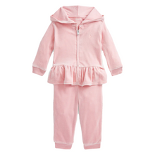 Load image into Gallery viewer, Pink Velour Baby Tracksuit