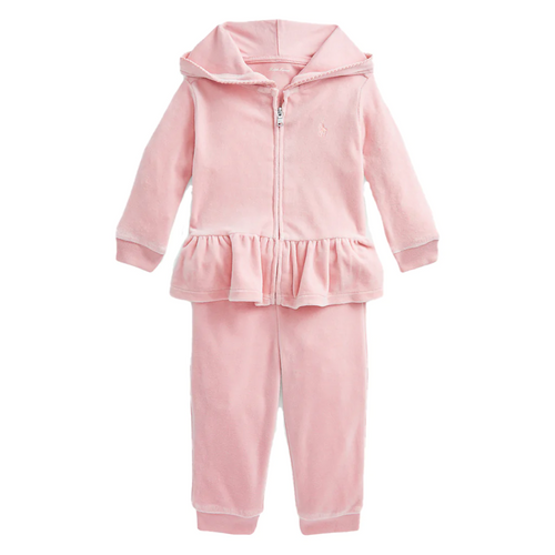 Pink Velour Baby Tracksuit