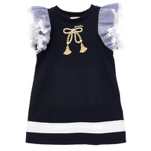 Load image into Gallery viewer, Navy Frill Sleeve Dress