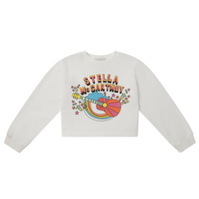 Load image into Gallery viewer, White Multi Logo Cropped Sweat Top