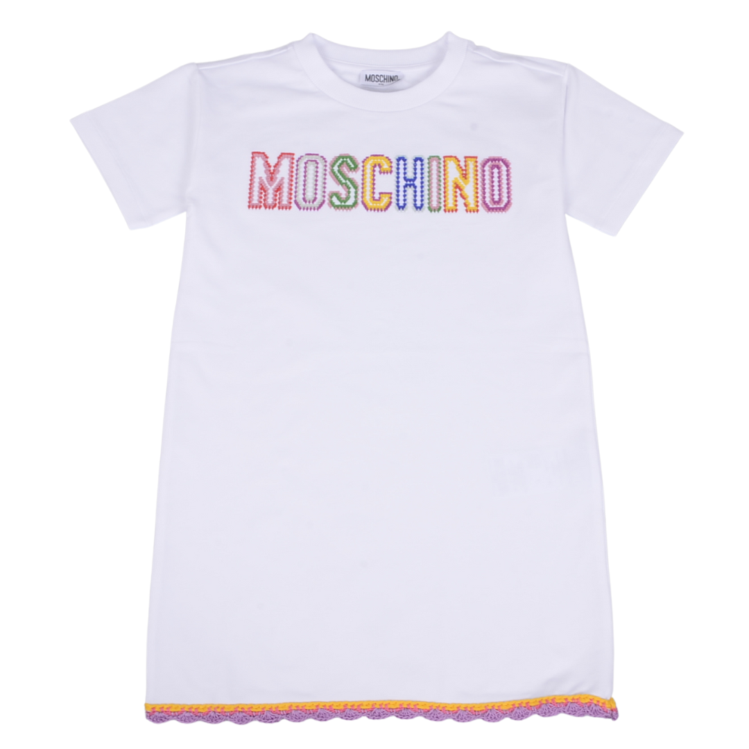 Moschino White Multi Logo T Shirt Dress Village Kids