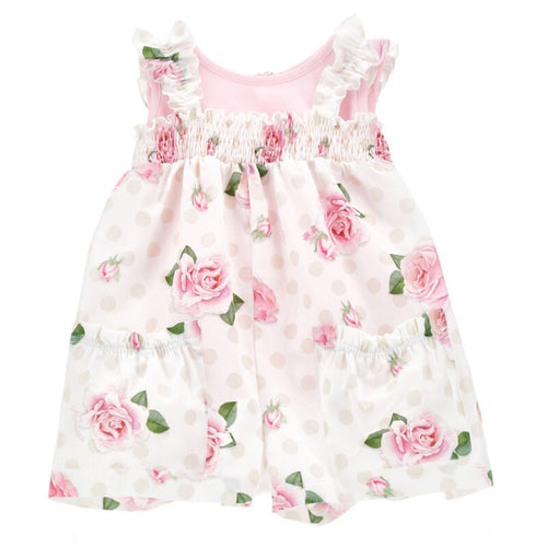 Pink T-Shirt & Flower 2Pc Dungaree Set