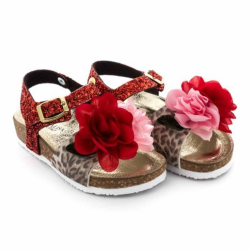 Leopard & Roses Glitter sandal