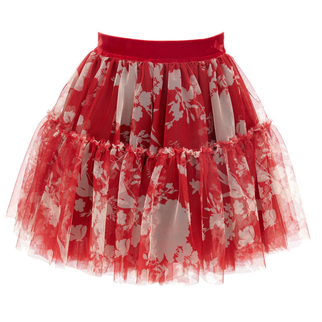Red Cream Tulle Skirt