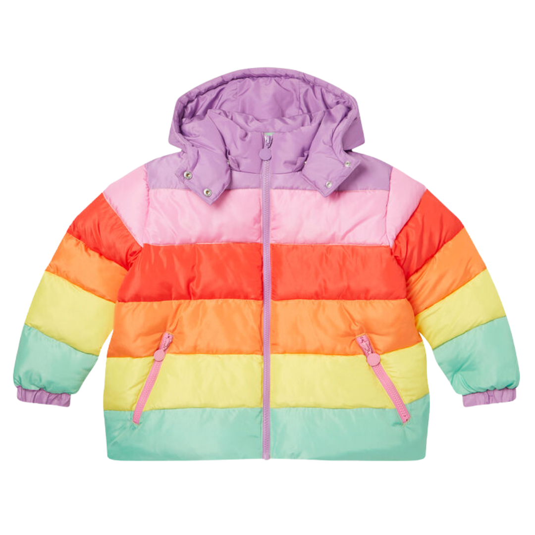 multicolor puffer coat