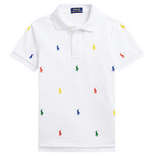 Load image into Gallery viewer, White Multi Pony Polo Shirt