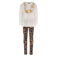 Load image into Gallery viewer, Ivory &amp; Black Chain Legging Set