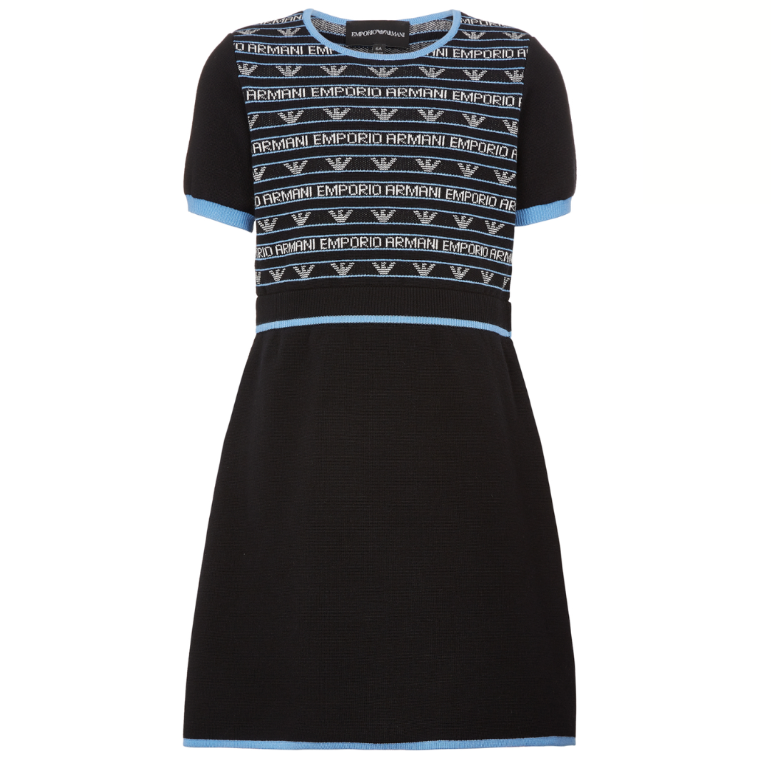 Navy Blue Logo Knitted Dress
