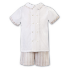 Load image into Gallery viewer, White &amp; Beige Short Set