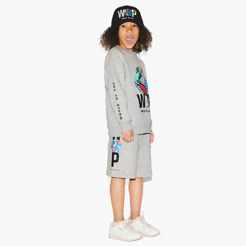 Grey Marl Printed WOP Logo Shorts