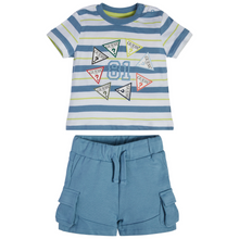 Load image into Gallery viewer, White, Blue &amp; Green Striped Set