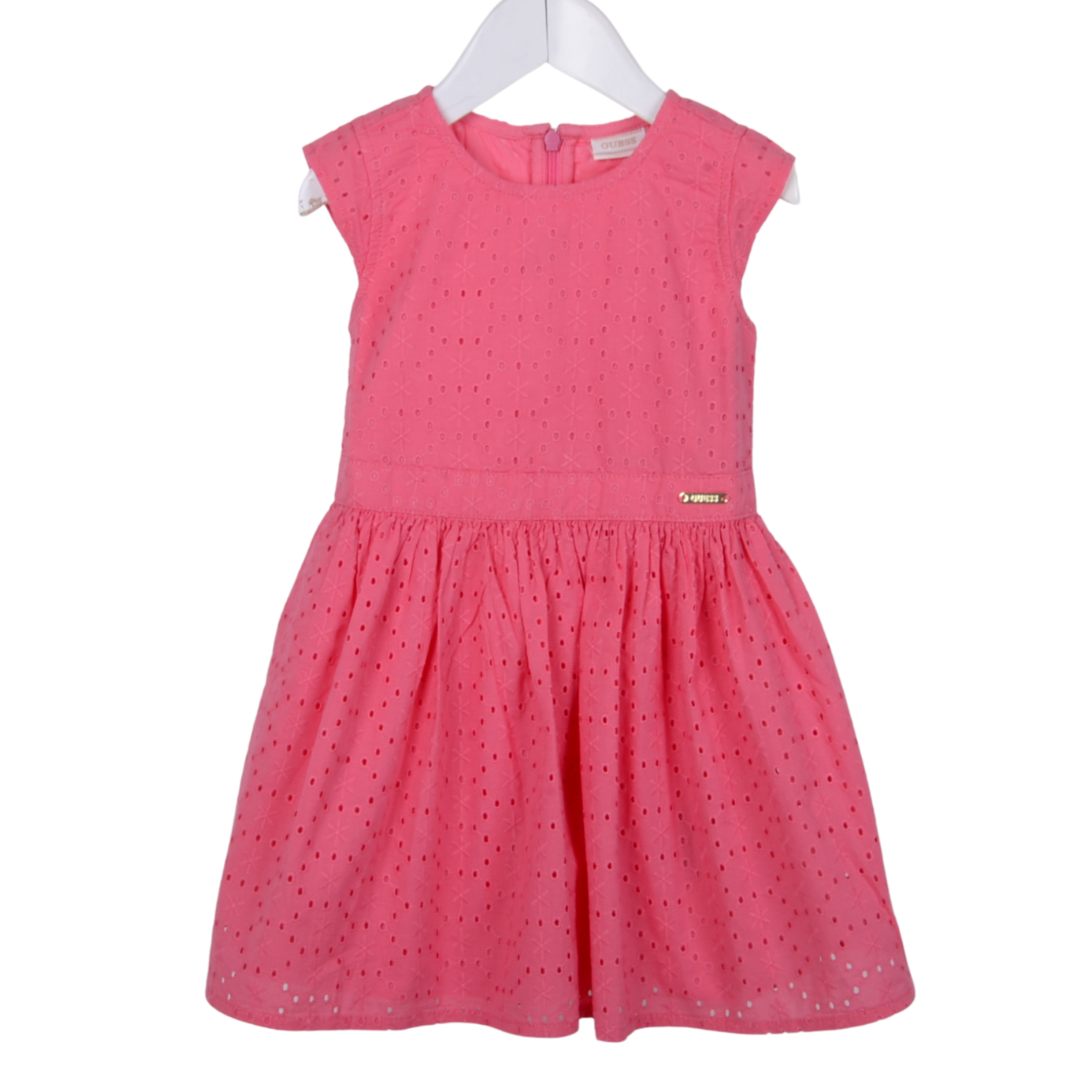 Guess Coral Pink Broderie Anglaise Dress Village Kids