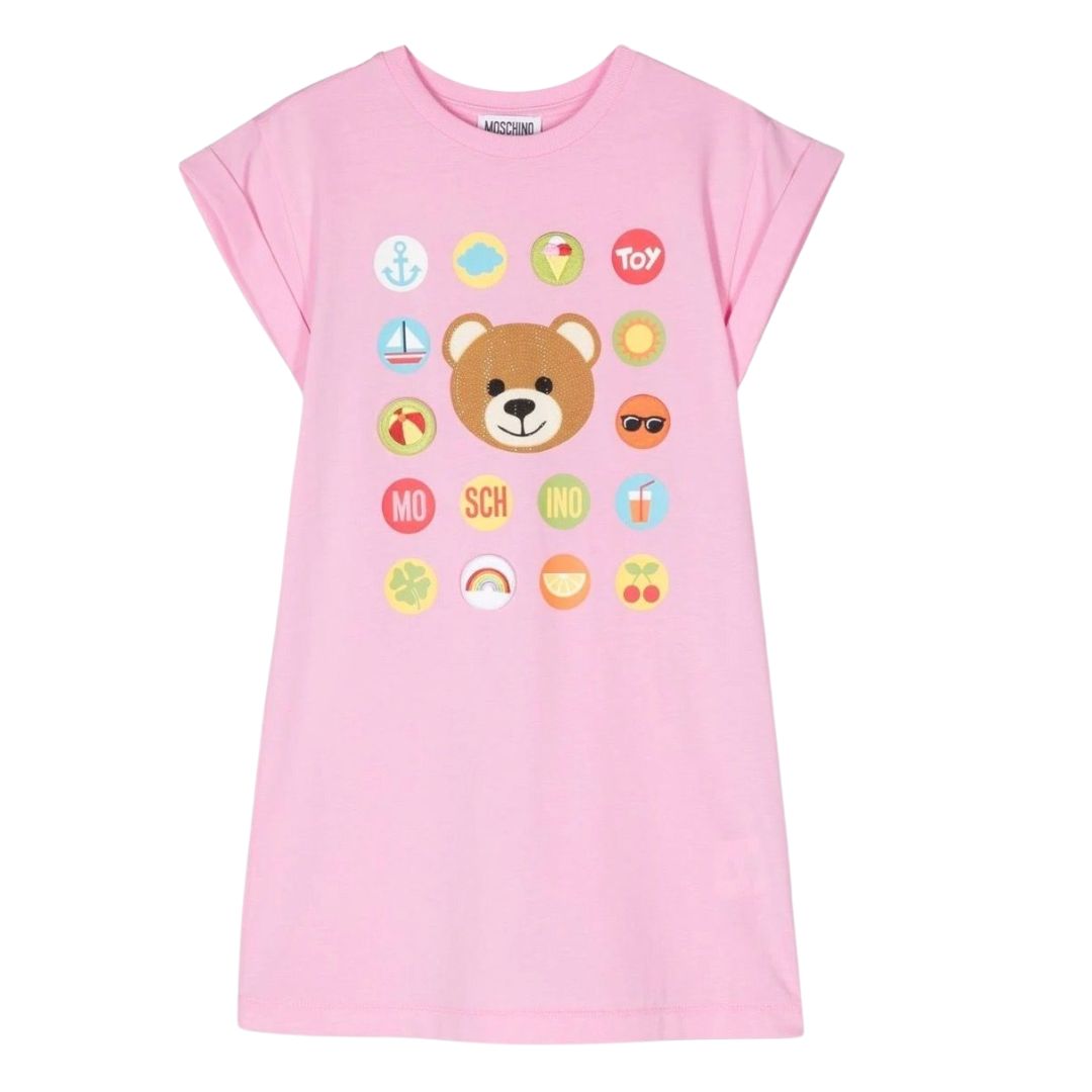 【送料&関税込】Moschino Cotton T-shirt Dress White logo-print cotton dress Moschino - women - MOSCHINO