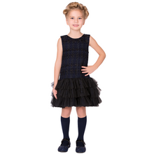 Load image into Gallery viewer, Navy Tweed Frilly Dress