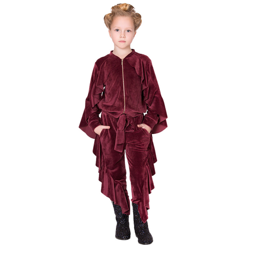 Wine red Velour Tracksuit