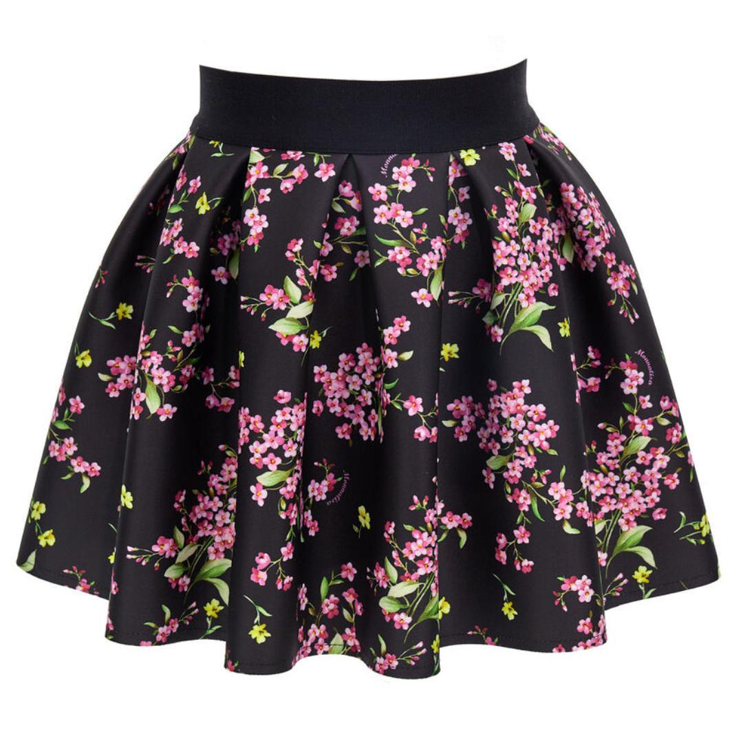 Monnalisa Black Flowers Skirt – Village Kids