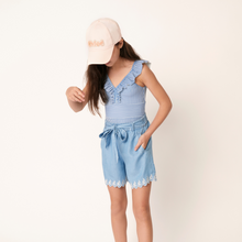 Load image into Gallery viewer, Blue Embroidered Shorts