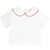 White & Red Peter Pan Collar Shirt