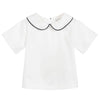 White & Navy Peter Pan Collar Shirt