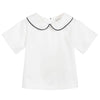 White & Navy Peter Pan Collar Shirt