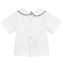 Load image into Gallery viewer, White &amp; Navy Peter Pan Collar Shirt