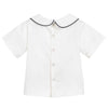 White & Navy Peter Pan Collar Shirt