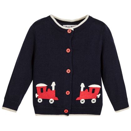 Navy Toy Train Cardigan